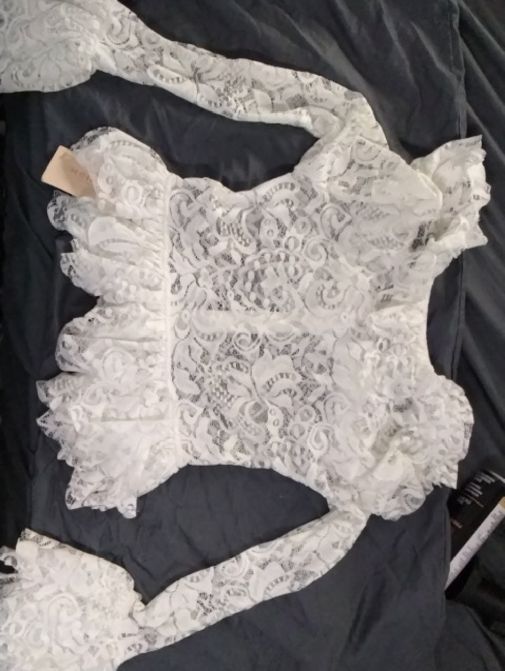 SHEIN White Lace Ruffle Formal Girls' Dress